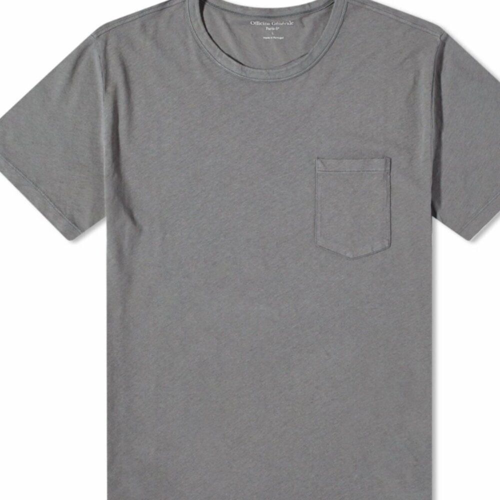 Officine Generale short sleeve charcoal pocket slub T-shirt medium NWT